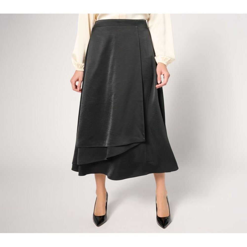 BEAUTIFUL by Lawrence Zarian Women's Petite Skirt PM Satin Pull-On Black A670968